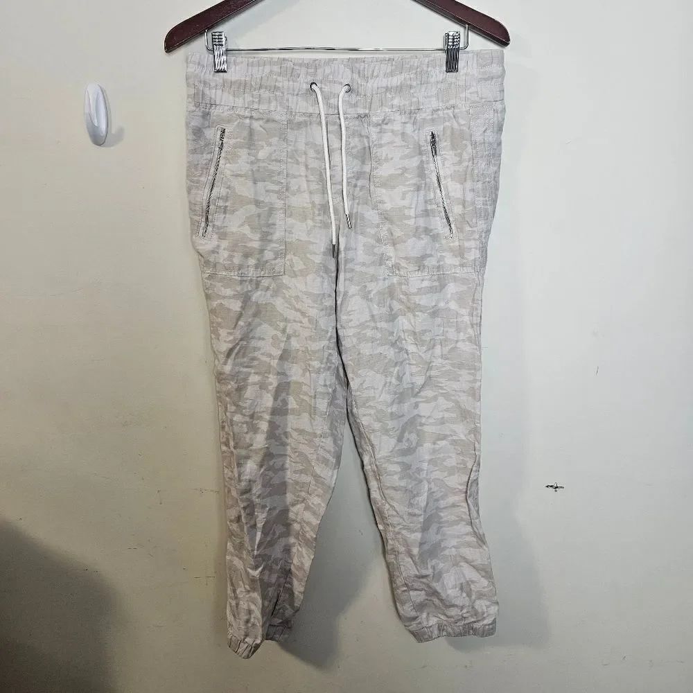 Athleta Cabo Tide Linen Jogger 8P Neutral Camo Lightweight Summer Pant